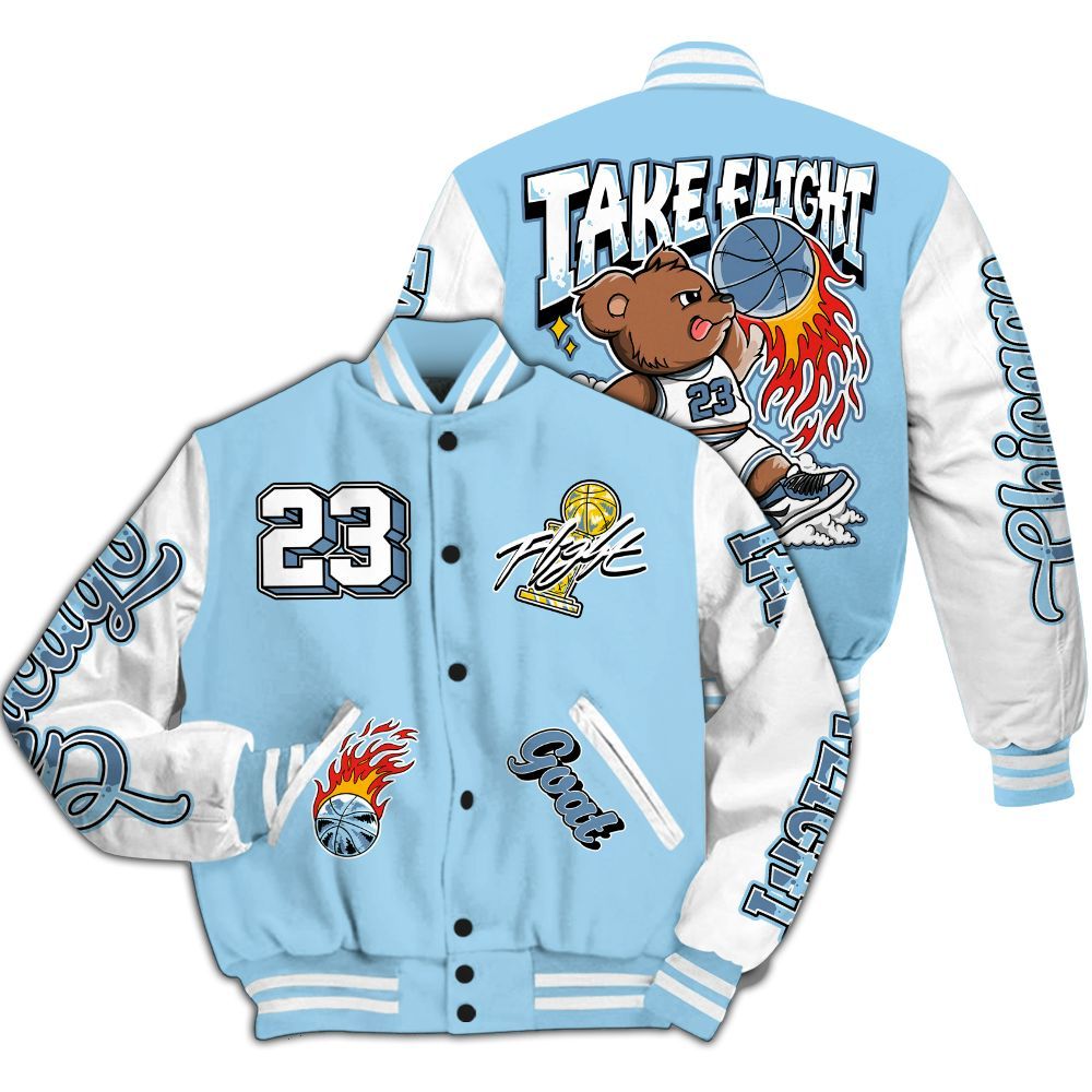 Varsity Jacket To Match Legend Blue 11s - Number 23 Basketball Bear All Over Print