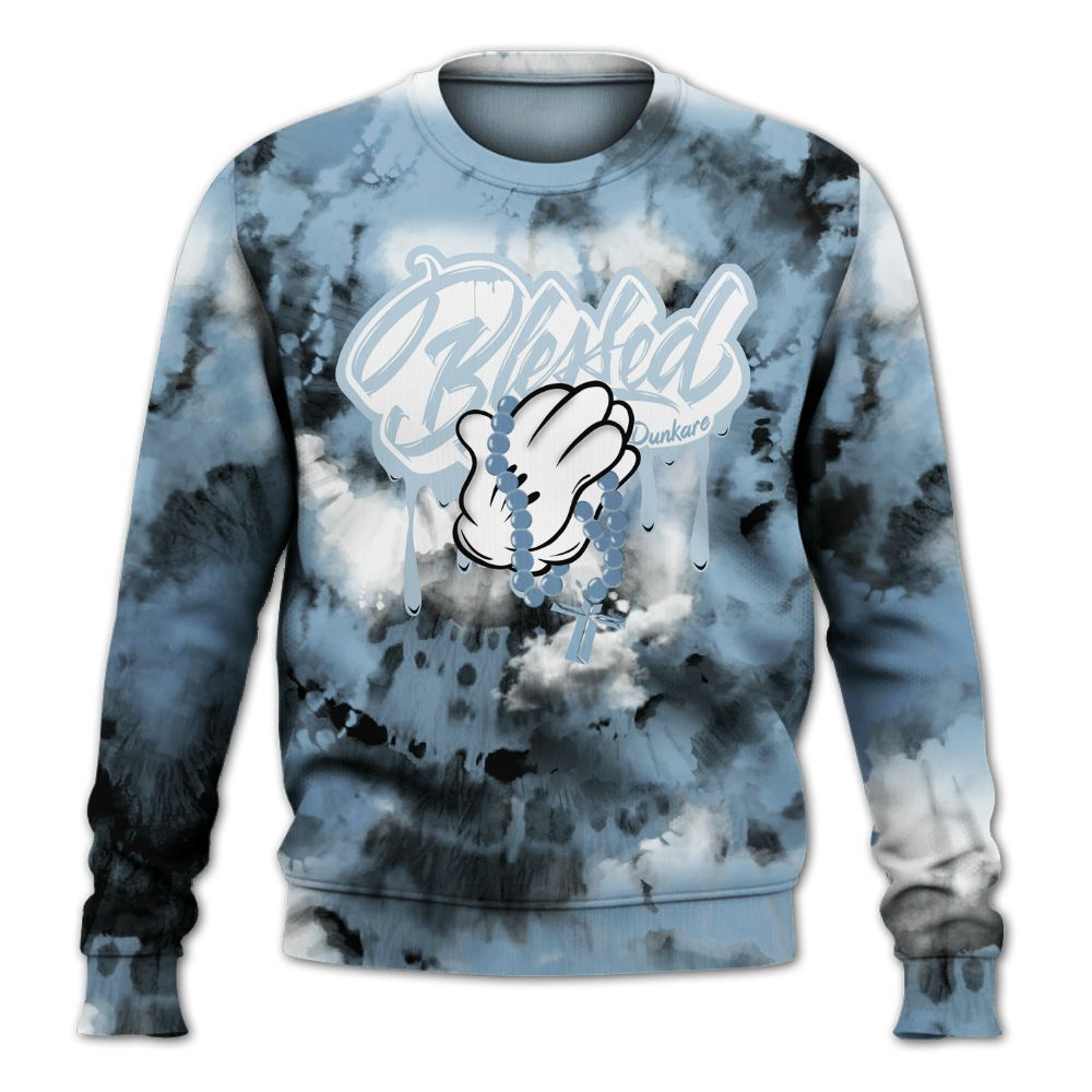 Sweatshirt To Match High University Blue 1s - God Blessed Tie Dye All Over Print