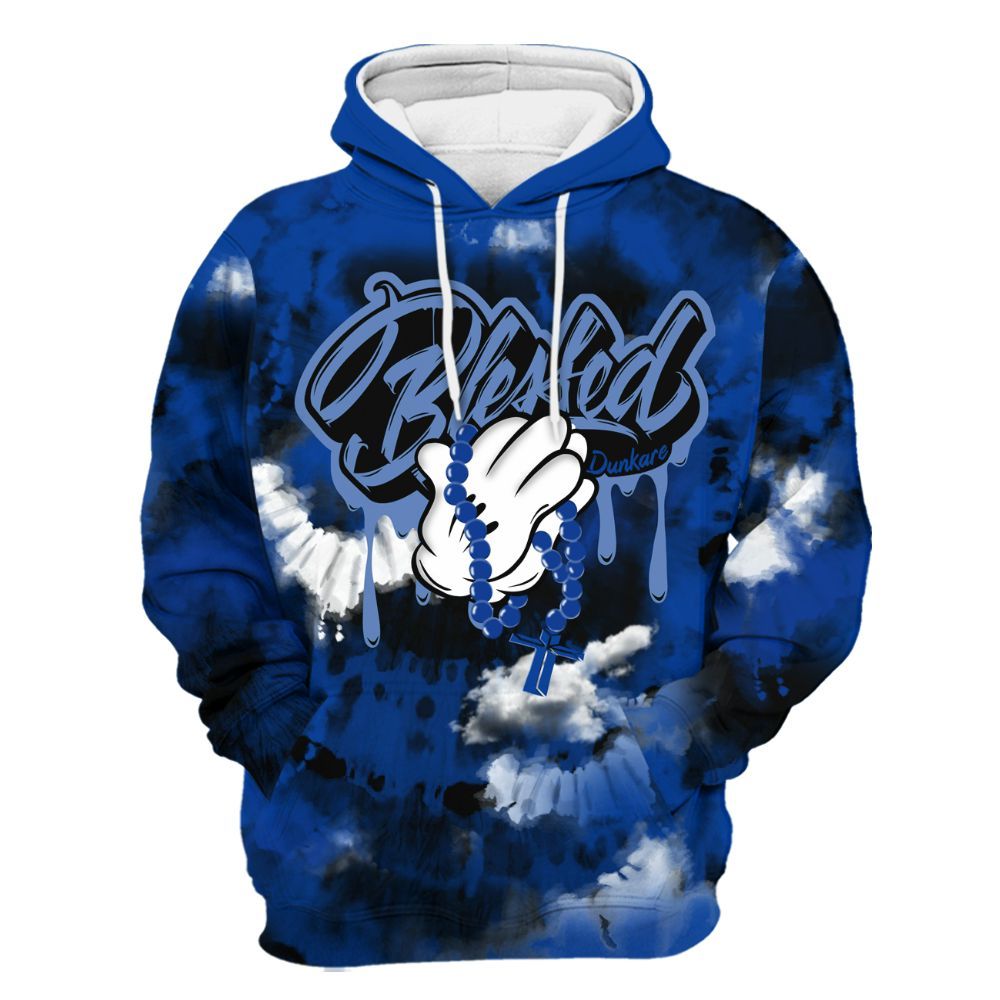 Hoodie To Match Hyper Royal 12s - God Blessed Tie Dye All Over Print