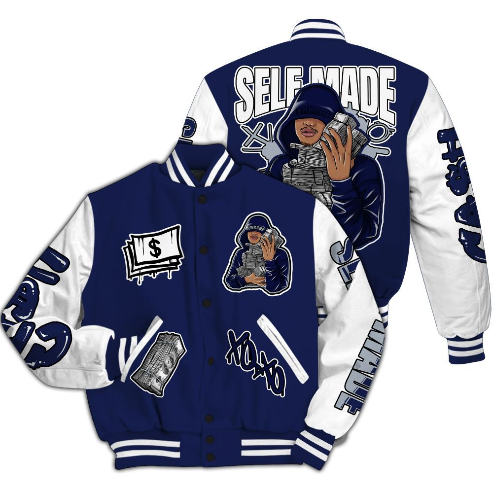 Varsity Jacket To Match Midnight Navy 11s - Selfmade Unique All Over Print