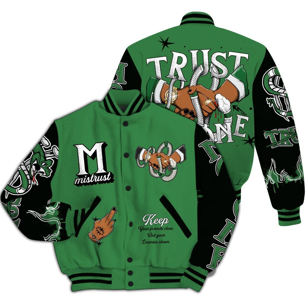Varsity Jacket To Match Lucky Green 1s - Trust No One Snake-Bite Street Style All Over Print