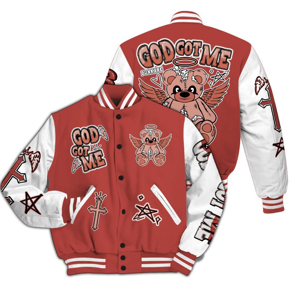 Varsity Jacket To Match Dune Red 13s - Gods Guides Me Bear All Over Print