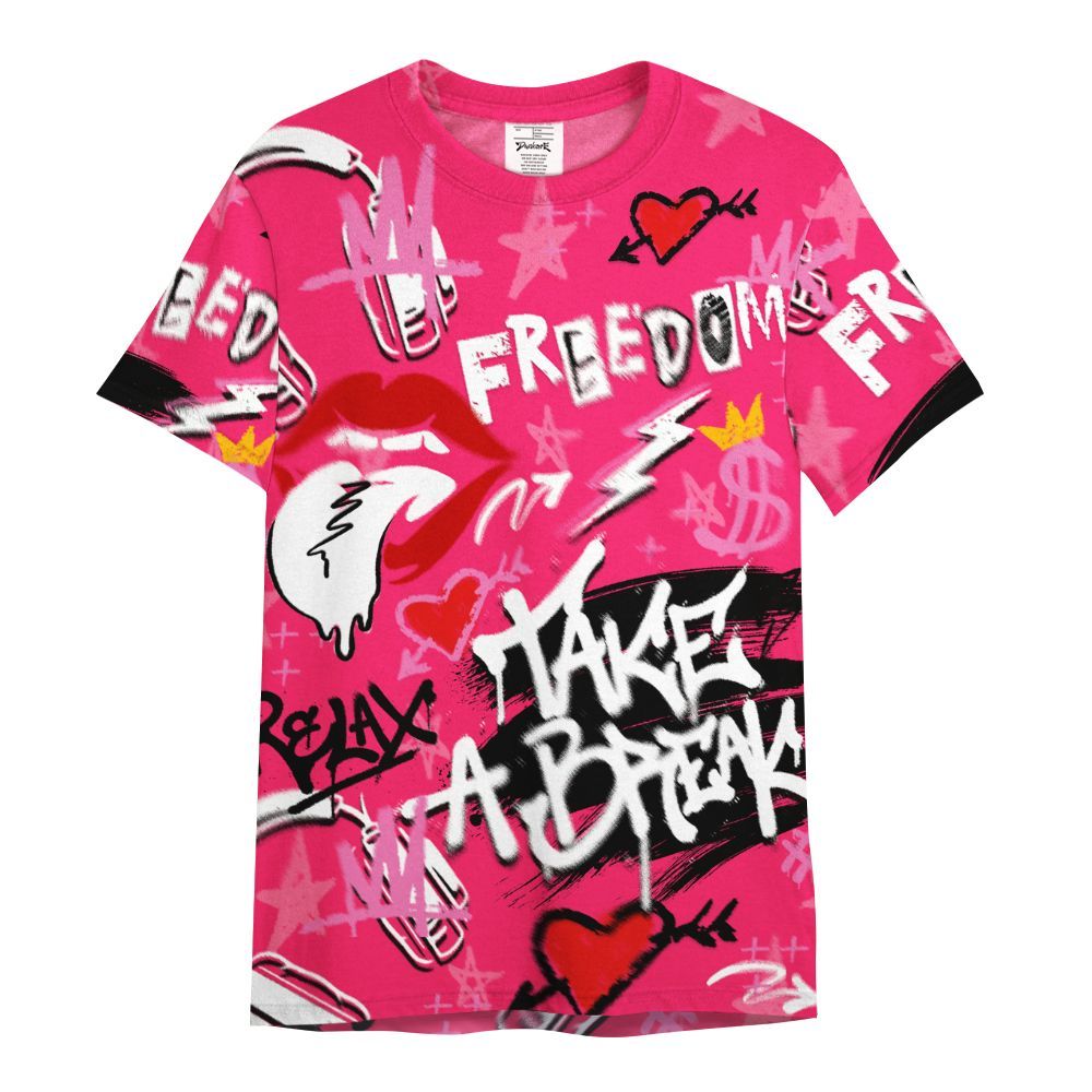 Shirt To Match Air VaporMax Plus Triple Pink - Take Break Freedom Graffiti Streetwear All Over Print