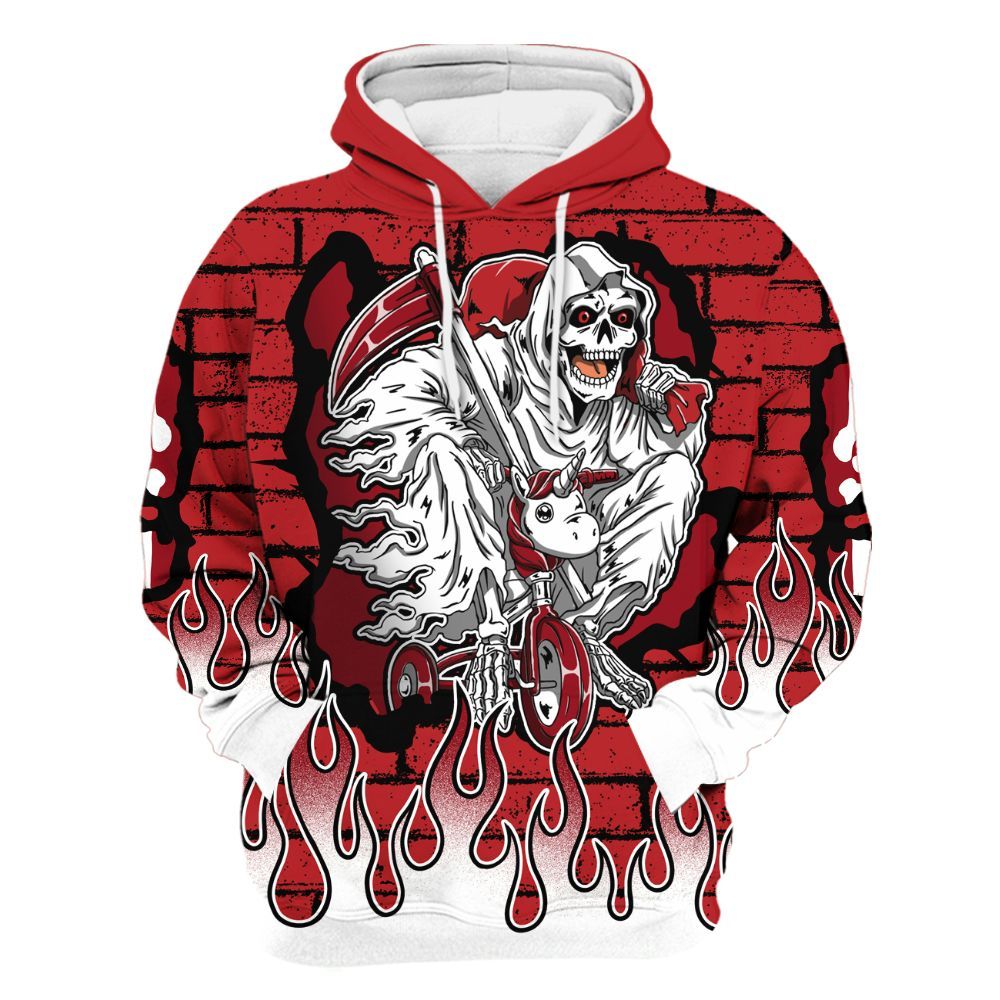 Hoodie To Match Retro Cherry 12s - Self Make Skeleton Crashed All Over Print