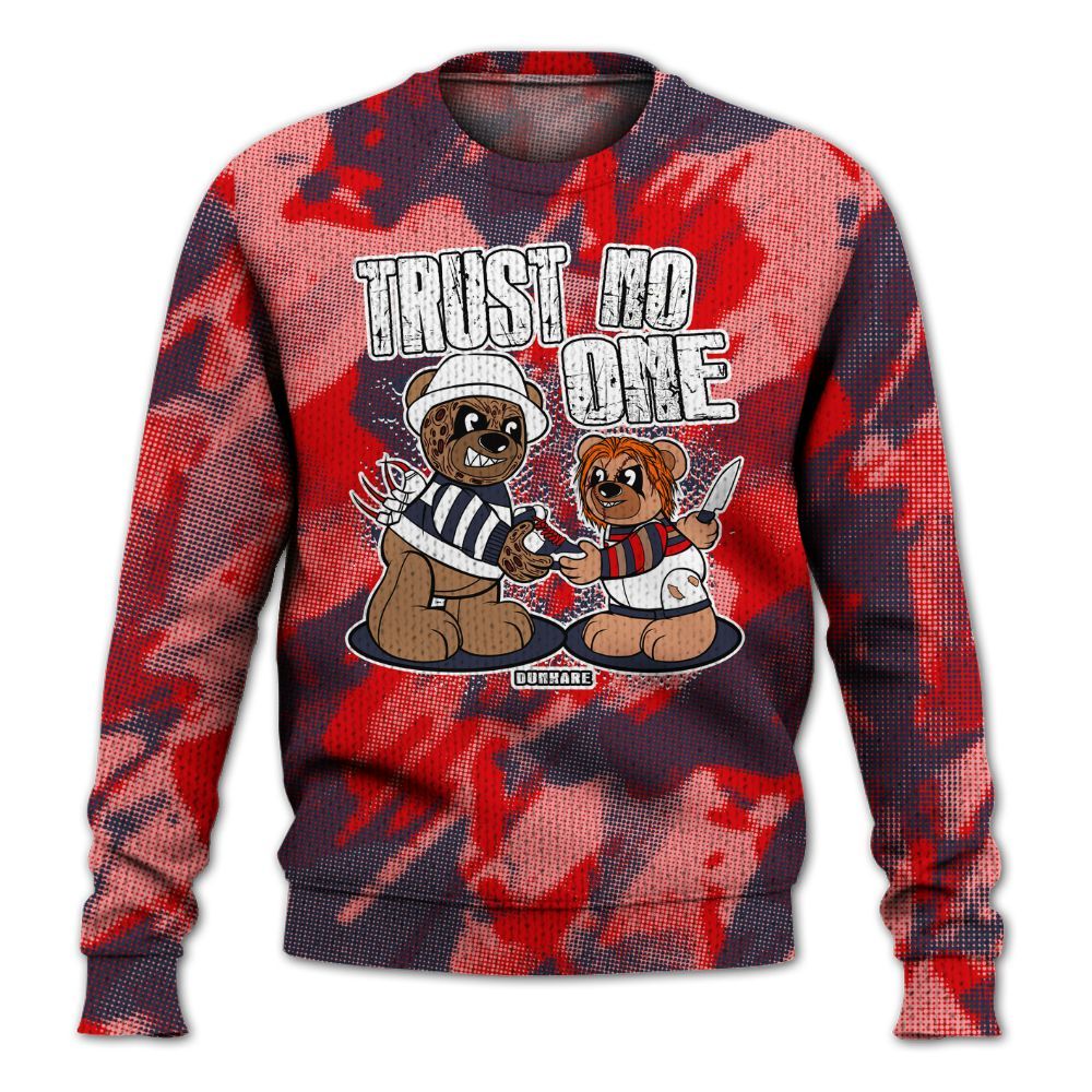 Knitted Sweater To Match Low OG Howard University 1s - Trust No One Bear Abstract Halftone