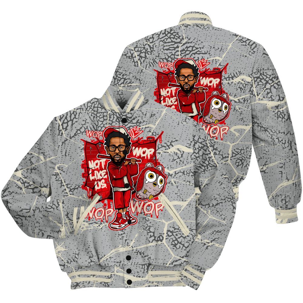 Varsity Jacket To Match Cement Grey 3s Shirt - None Like ComptonCity Graphic Crack All Over Print