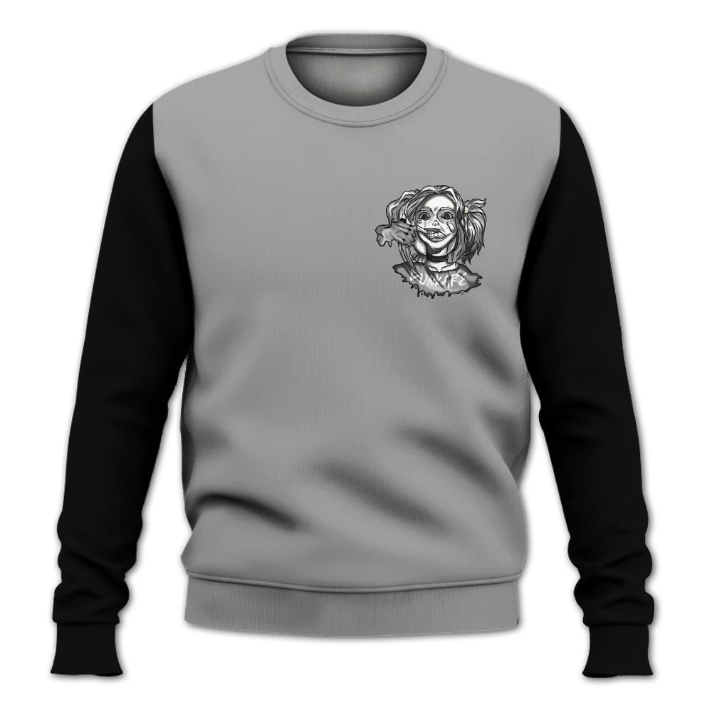 Sweatshirt To Match Black Wolf Grey 12s - Custom Name Bad Girl HAHA All Over Print