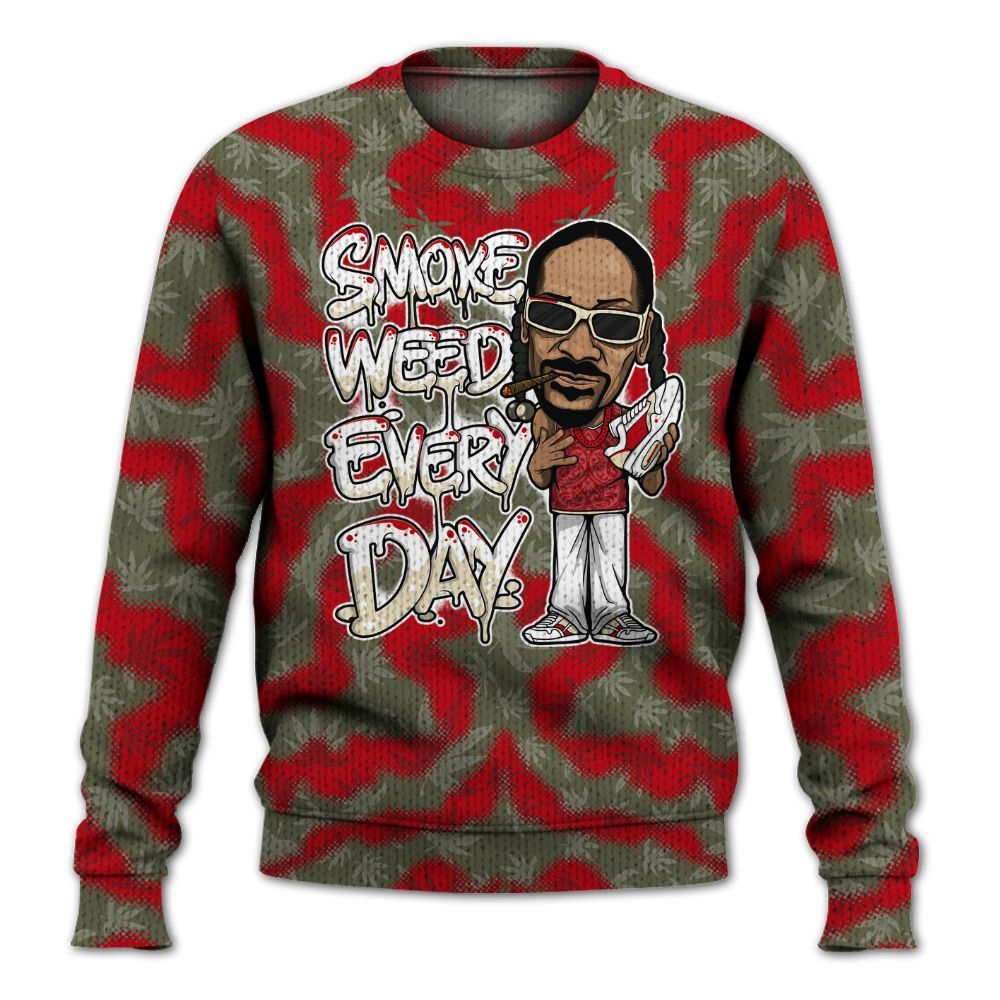 Knitted Sweater To Match Travis Scott Low OG Medium Olive 1s - Smoking Every Day Graphic Weeding Art