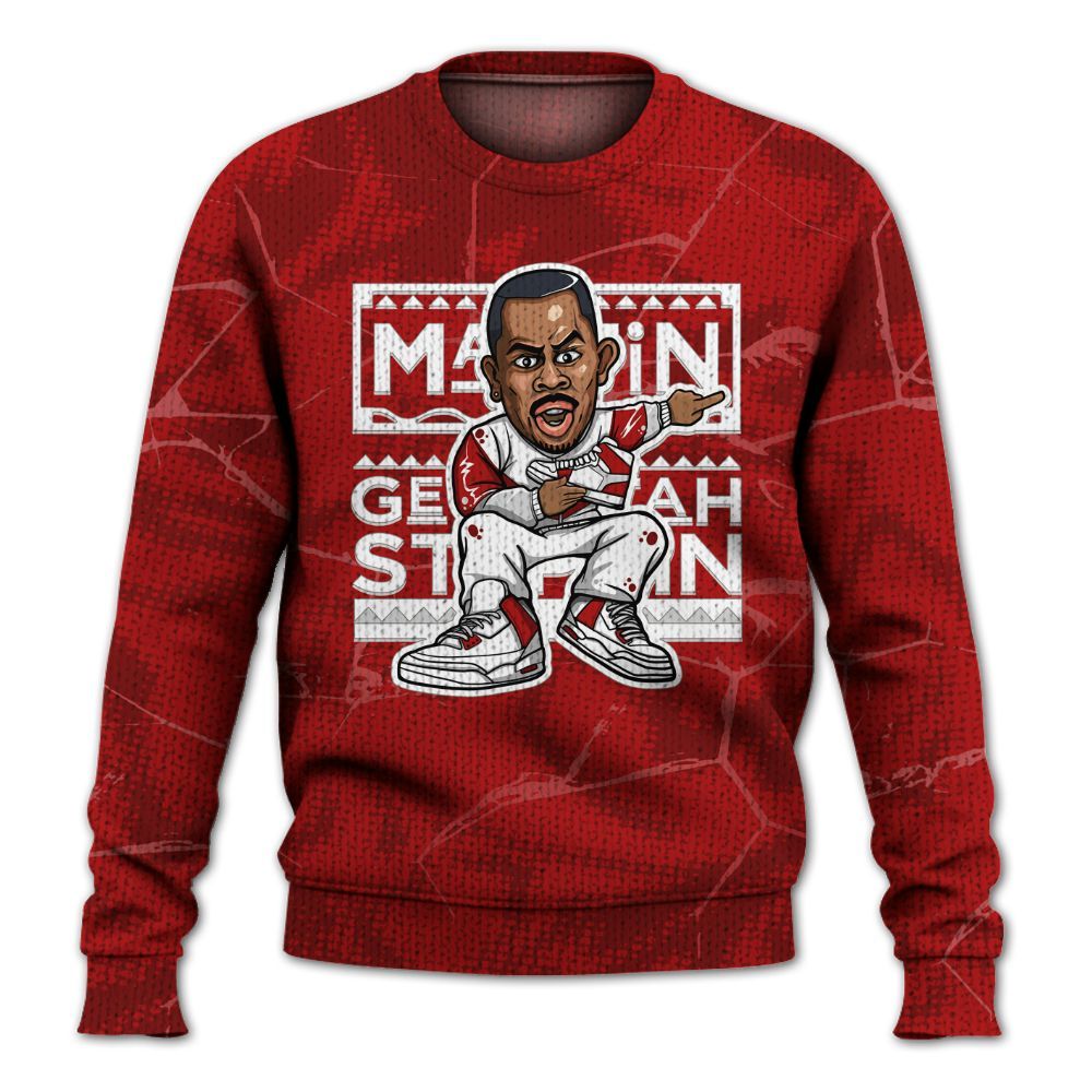 Knitted Sweater To Match Red Taxi 12s - Get Tag Sneakers Steppin' Graphic Crack