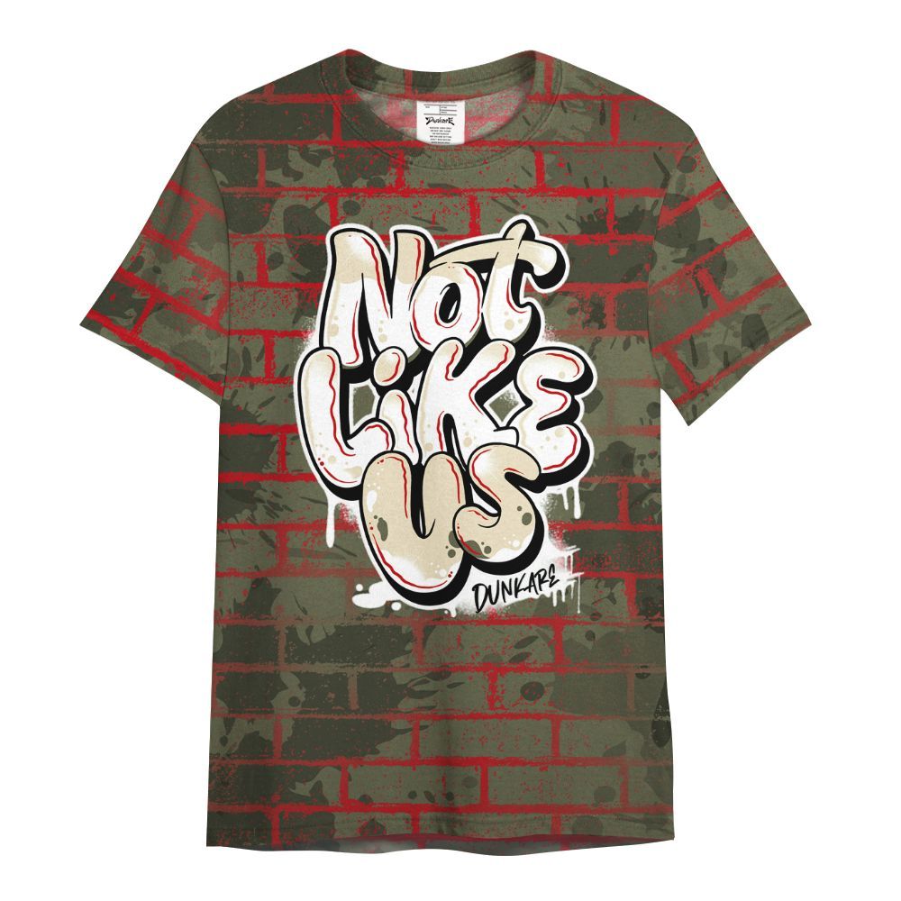 Shirt To Match Travis Scott Low OG Medium Olive 1s - None Like Us Graphic Brick Art All Over Print