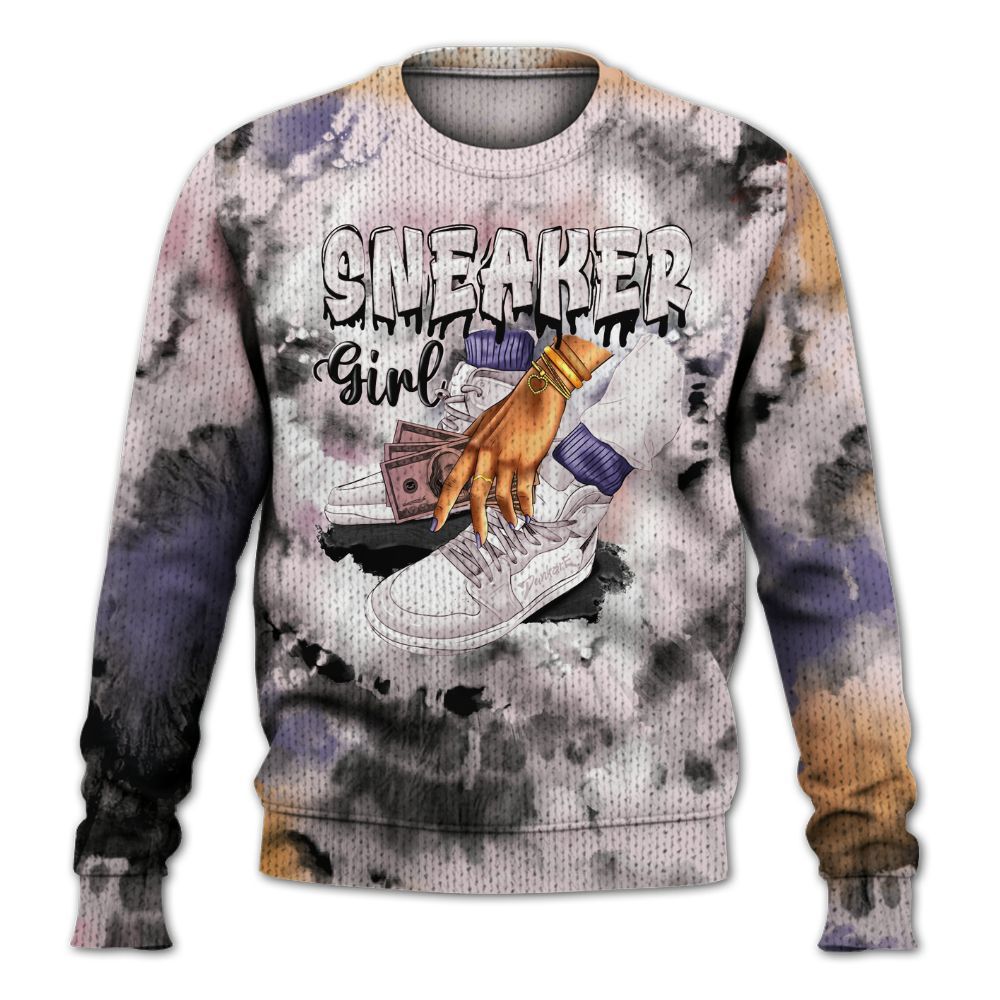Knitted Sweater To Match Book Sunrise 1s - SNEAKER Girl Money Drip Tie Dye