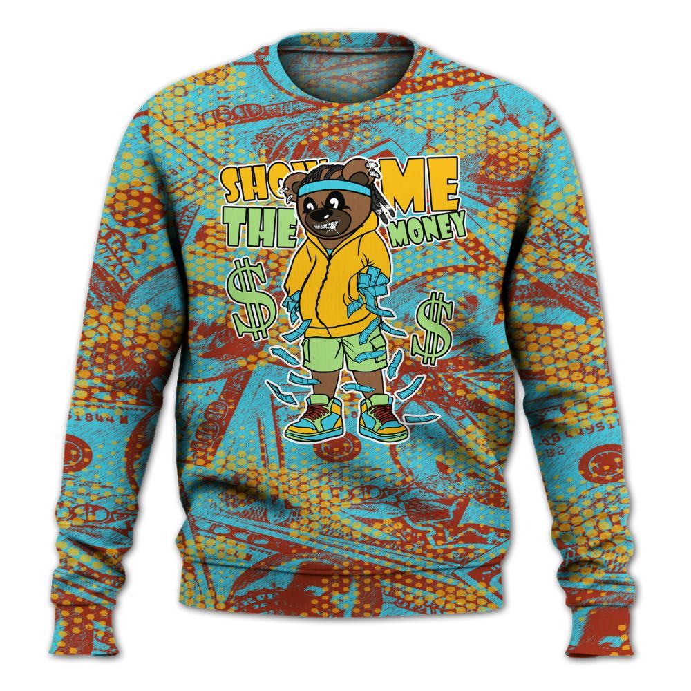 Sweatshirt To Match SB Dunk Di'Orr Greenwood - Show Me Bear Banknotes Art All Over Print