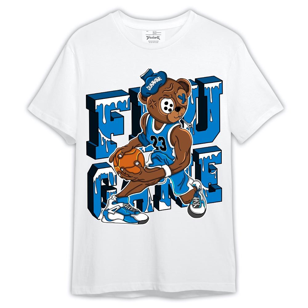 Shirt To Match Industrial Blue 4s - Graphic Flu Game Bear Shirt Military Blue 4s Outfit