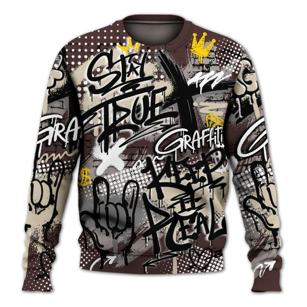Sweatshirt To Match Burgundy Crush 3s - True It Real Graffiti Streetwear All Over Print