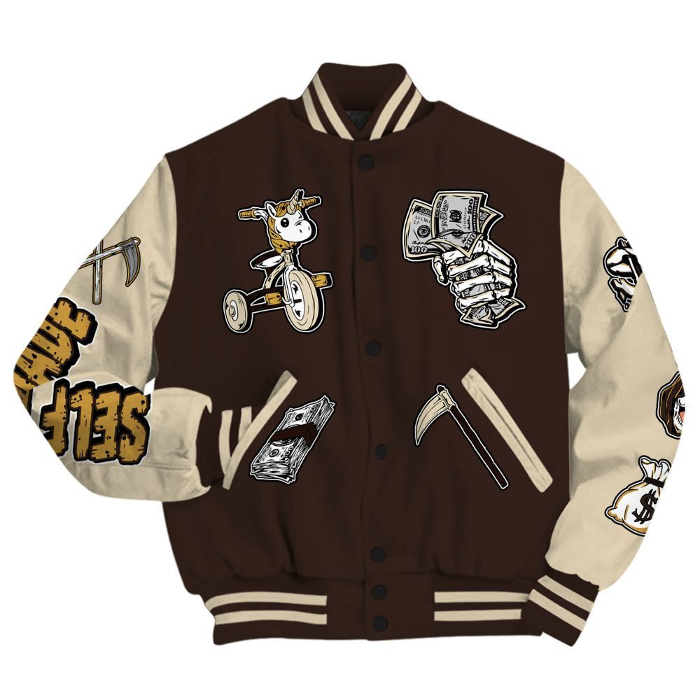 Varsity Jacket To Match 2025 Retro Earth 5s - Self Make Skeleton All Over Print