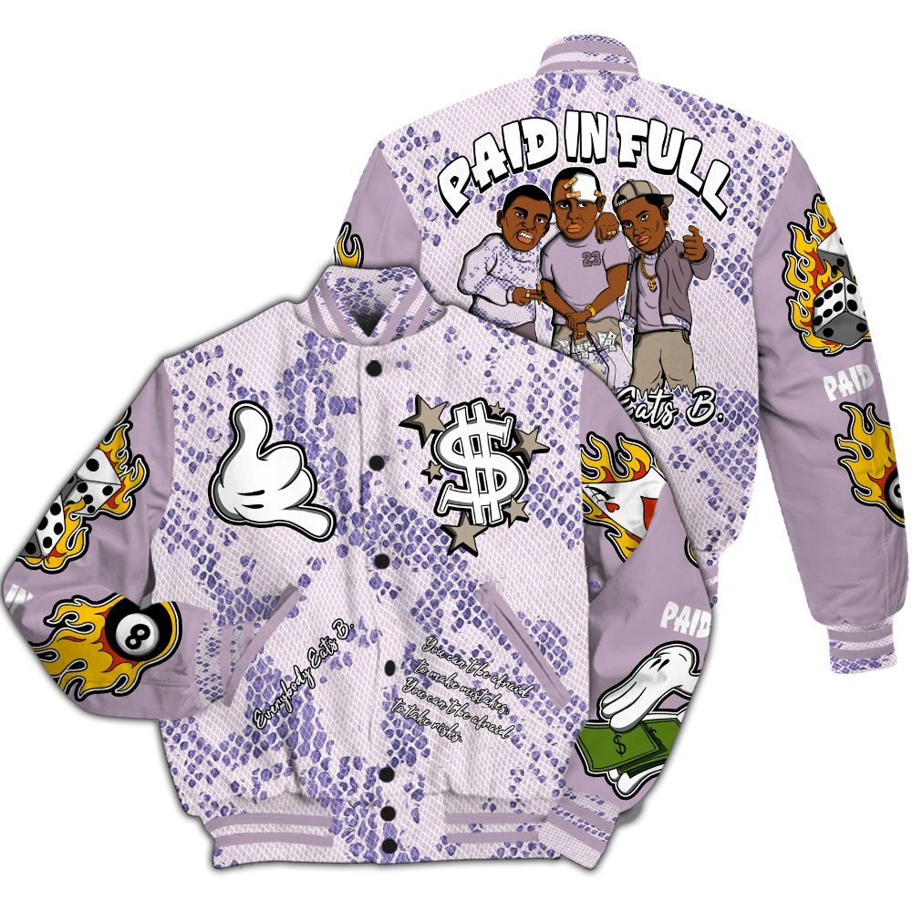 Varsity Jacket To Match Air Force 1 Low Purple Snake - Funny Everybody Paid In Full Graphic All Over Print