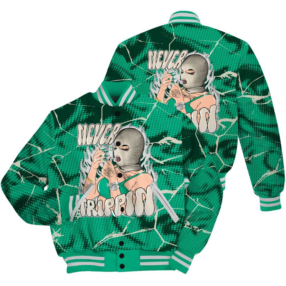 Varsity Jacket To Match Oxidized Green 4s Shirt - Ne'er Trippin' Unique Crack All Over Print