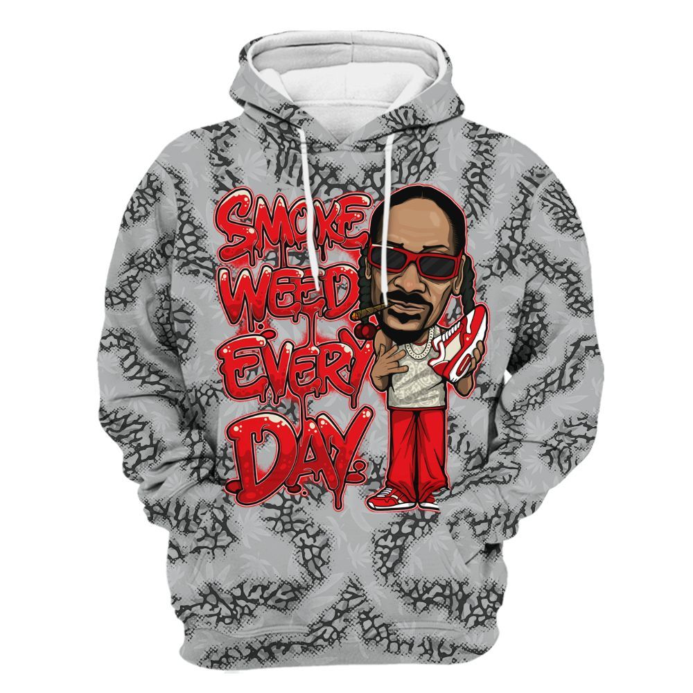 Hoodie To Match Cement Grey 3s - Smoking Every Day Graphic Weeding Art All Over Print