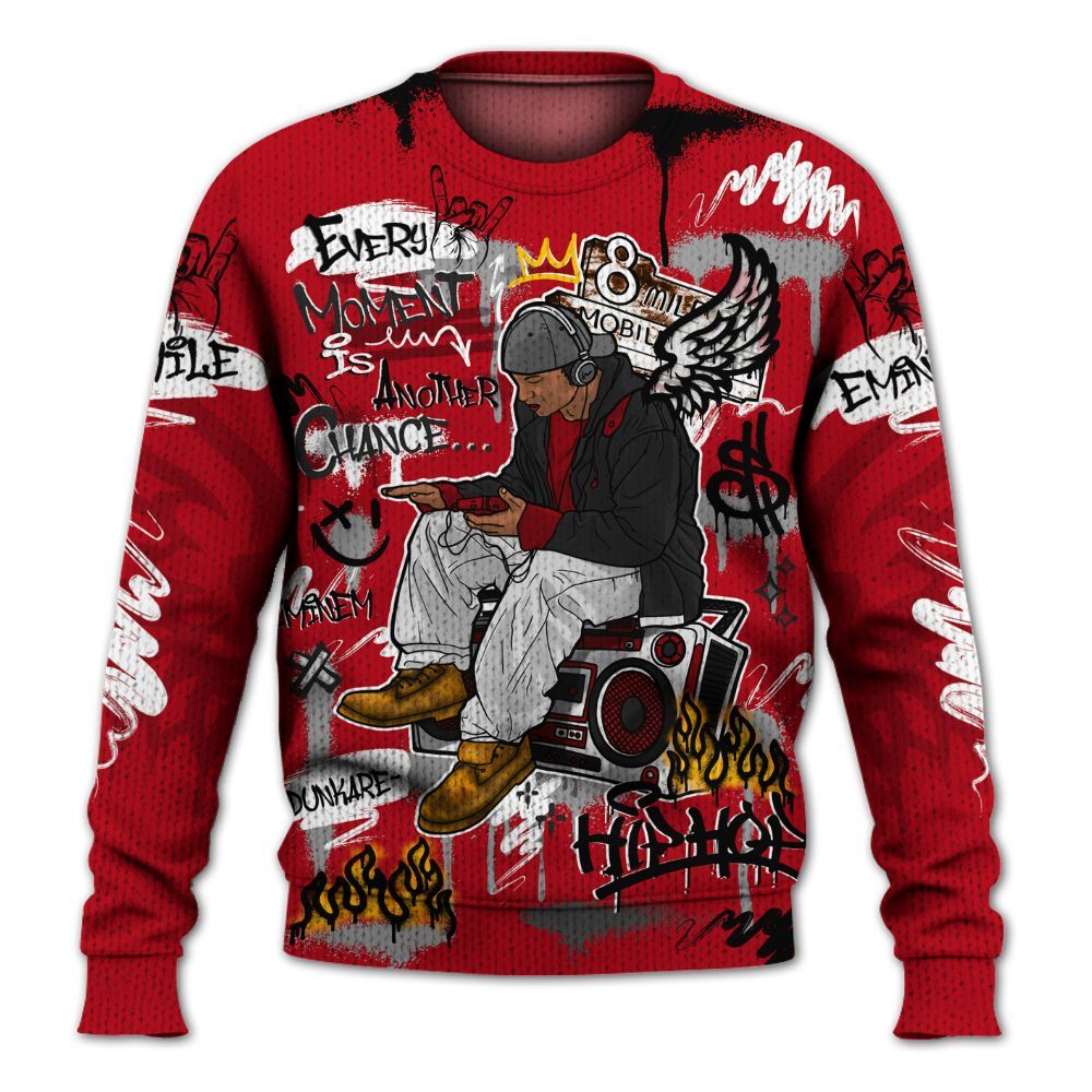 Sweater To Match Bred Velvet 11s - 8Mile Movie Graffiti Graphic