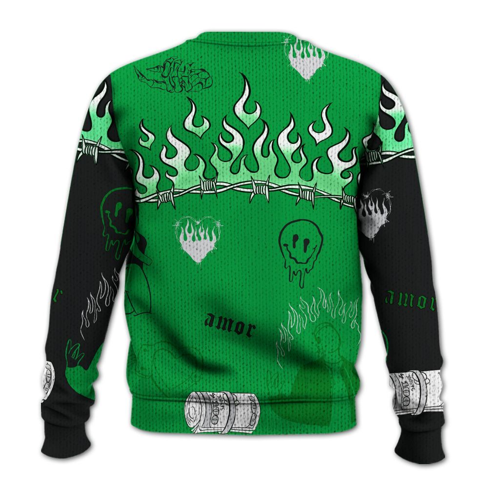 Knitted Sweater To Match Low Lucky Green 1s - Snake Trust No One