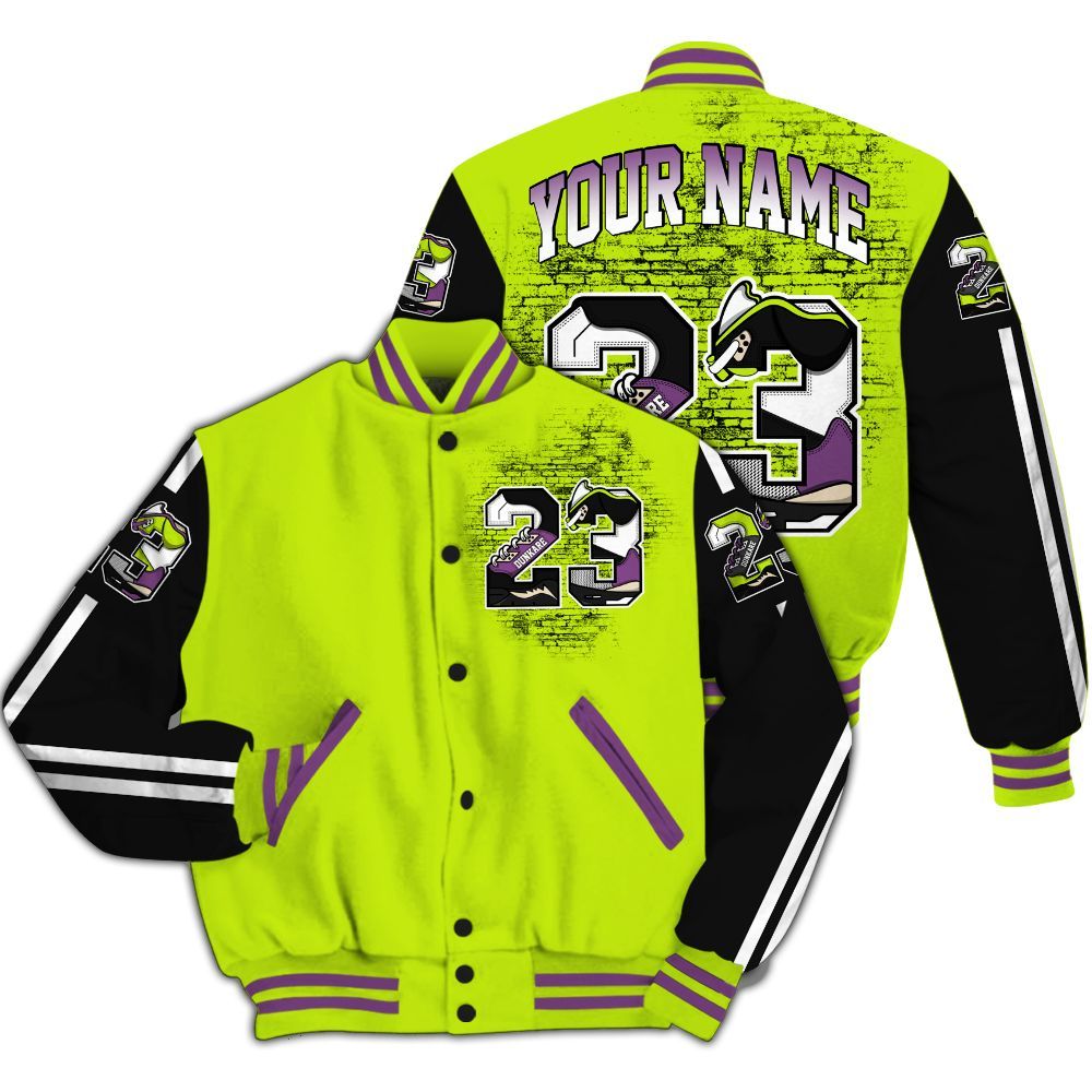 Varsity Jacket To Match GS Black Barely Volt 11s - Custom Name Number 23 5s All Over Print