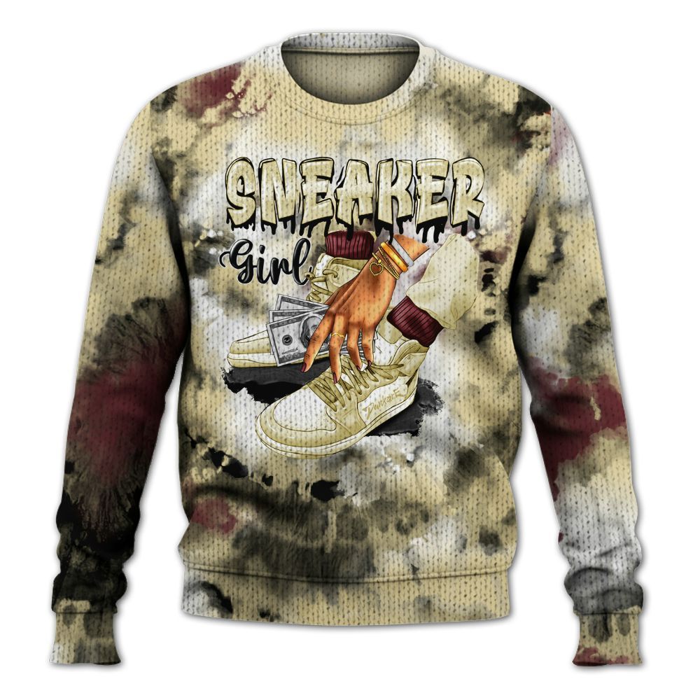 Knitted Sweater To Match Women Phantom 12s - SNEAKER Girl Money Drip Tie Dye