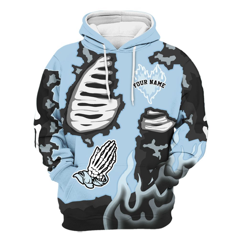 Hoodie To Match Foamposite One Psychic Blue - Dislike Us Burning Custom Name All Over Print