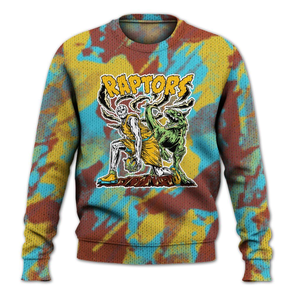 Knitted Sweater To Match SB Dunk Di'Orr Greenwood - Raptors Skeleton Abstract Halftone