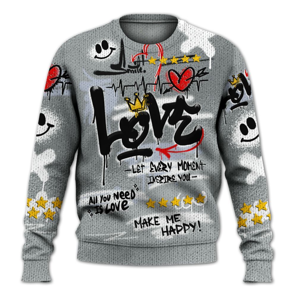 Sweater To Match White Metallic 2026 5s - Happy Love Beats Graffiti Streetwear Graphic