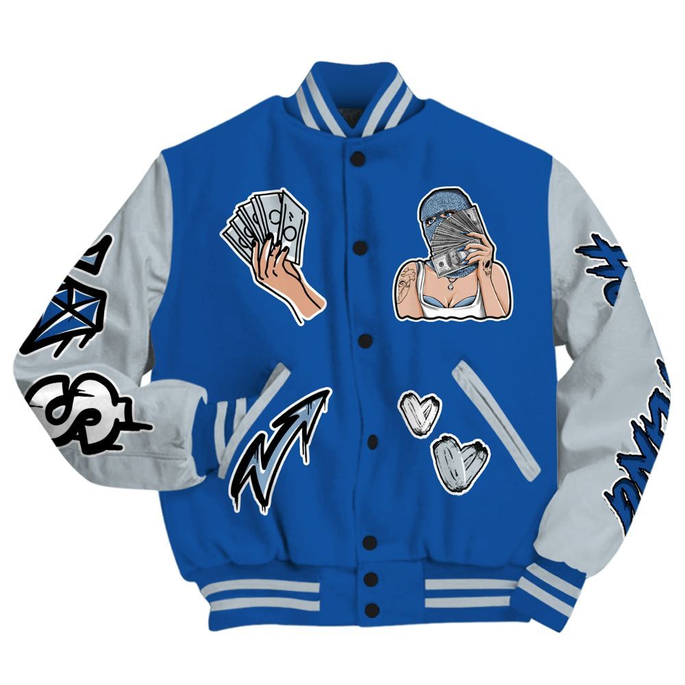 Varsity Jacket To Match Low Space Royal 11s - Hustling Unique All Over Print