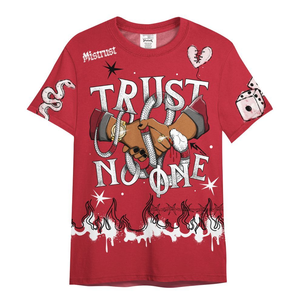 Shirt To Match Red Flint 13s - Trust No One Snake-Bite Doodle Crayon All Over Print