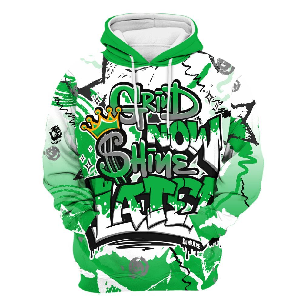 Hoodie To Match Lucky Green 5s - Grind Shine Later Drip All Over Print
