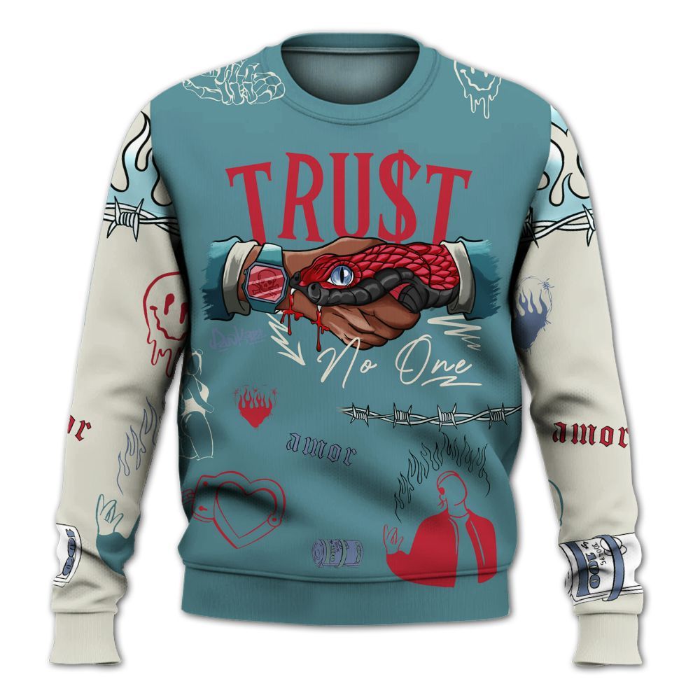 Sweatshirt To Match Dunk Low Denim Turquoise Royal - Snake Trust No One All Over Print