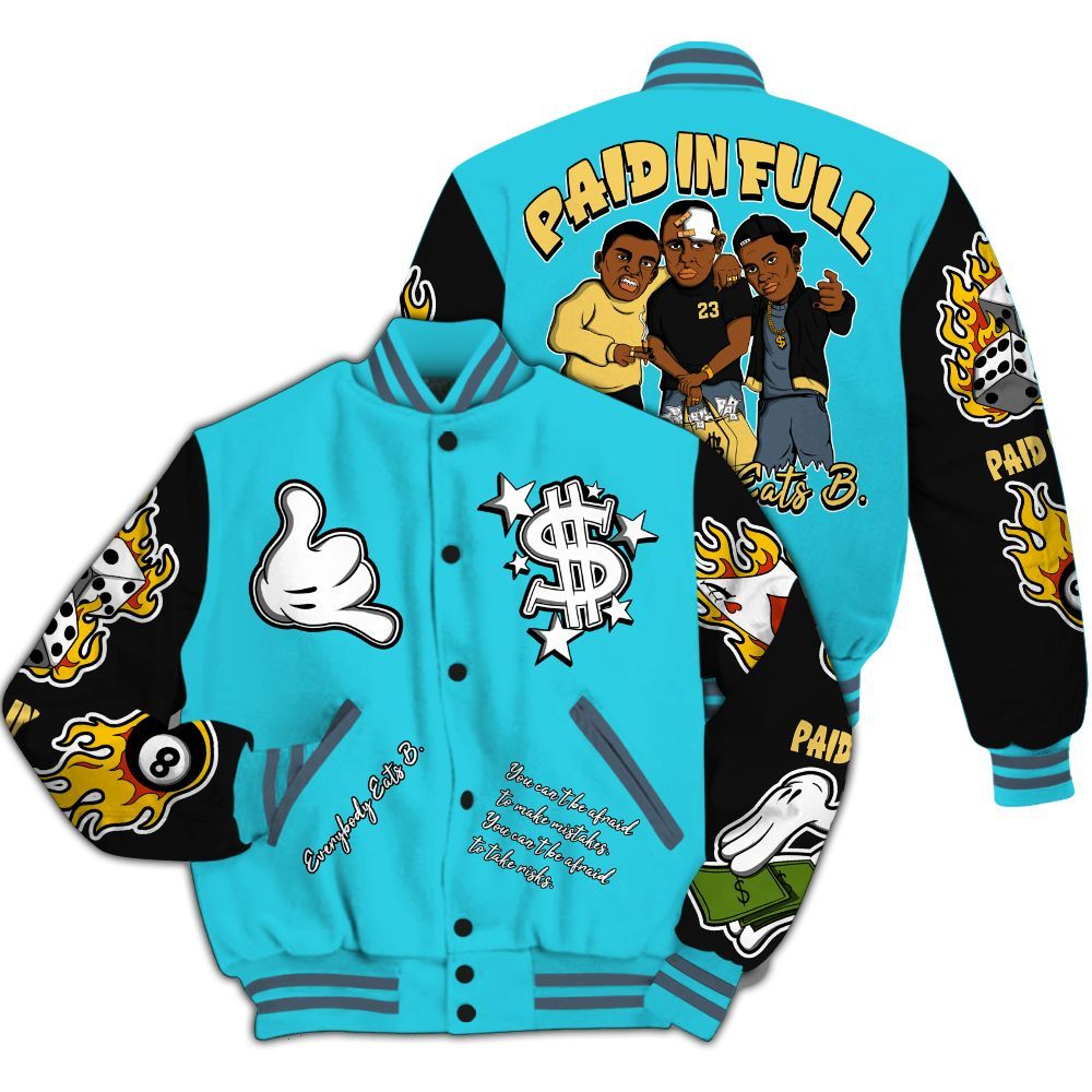 Varsity Jacket To Match Retro Gamma Blue 11s - Everybody Paid In Full Graphic All Over Print