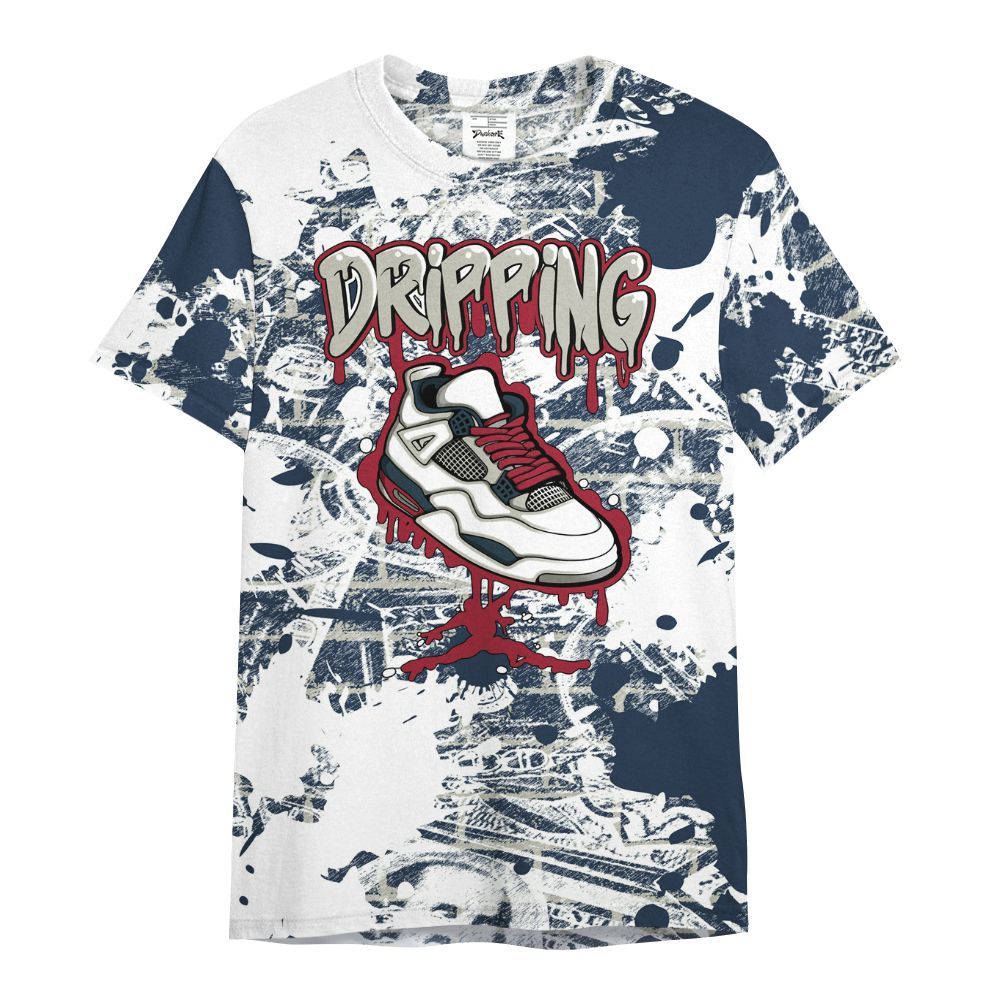 Shirt To Match Navy Blue 2024 6s - Dripping Shoe 4S Graphic Street Art All Over Print