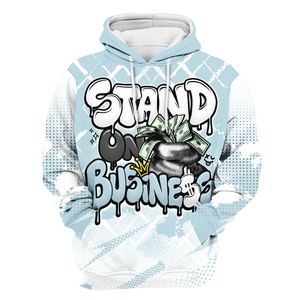 Hoodie To Match Mid Ice Blue 1s - Halftone Stand Business Dripping All Over Print