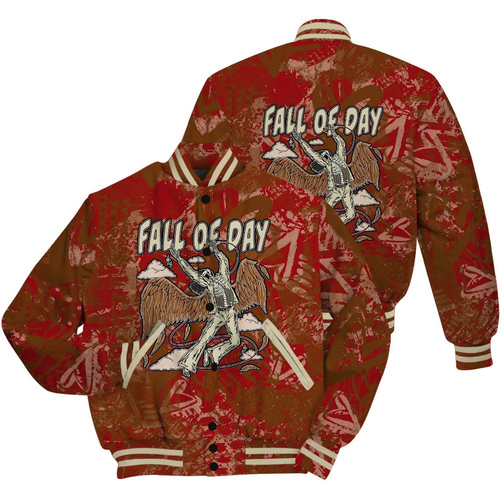 Varsity Jacket To Match Archaeo Brown 5s Shirt - Fall Of Days Skeleton Heart All Over Print
