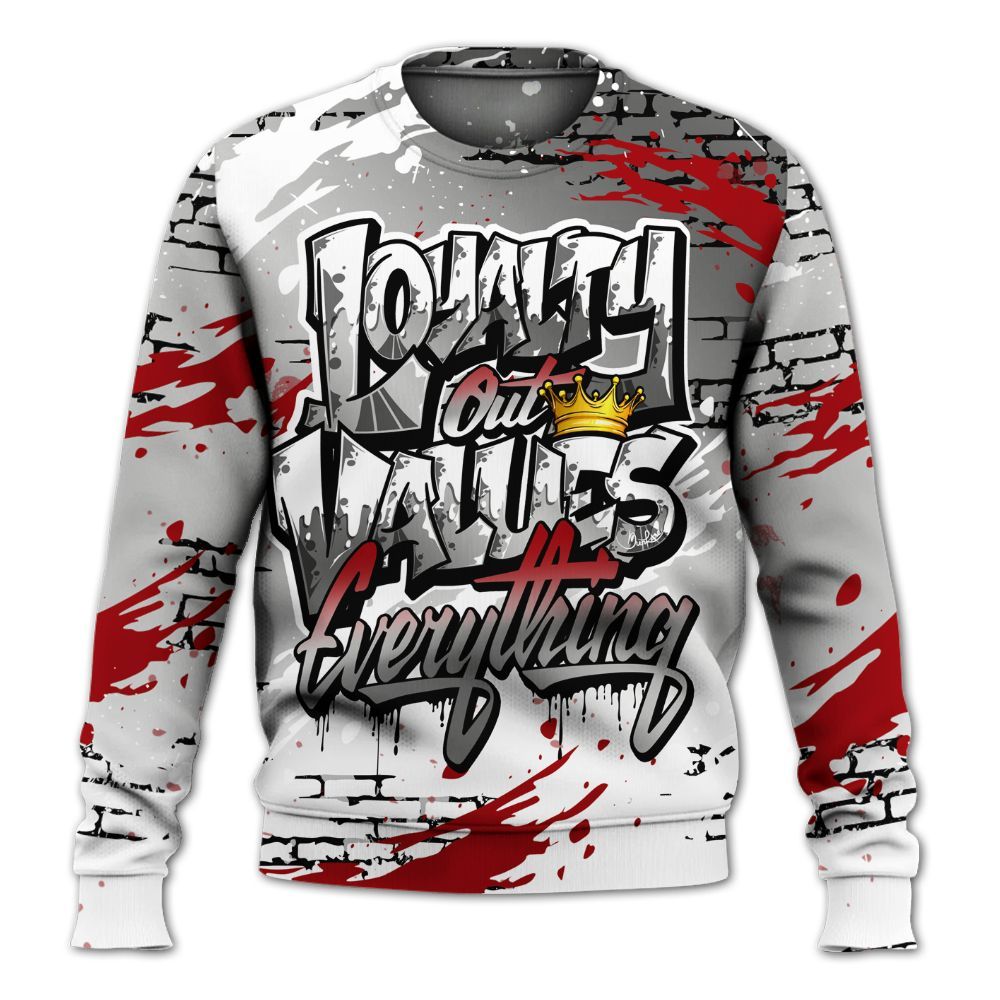 Sweatshirt To Match Metallic Silver 14s - Values Of Loyalty Drip All Over Print