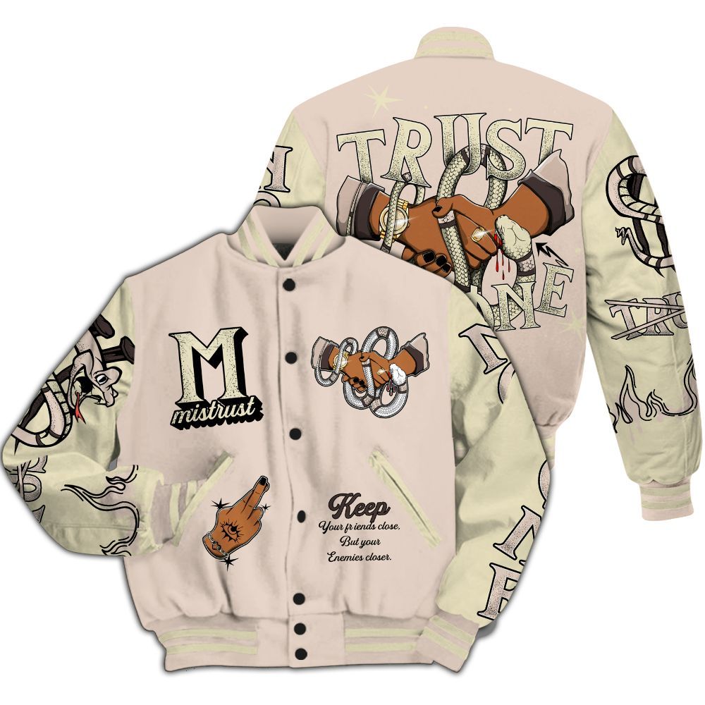 Varsity Jacket To Match A Ma Maniere X Fossil Stone 4s - Trust No One Snake-Bite Street Style All Over Print