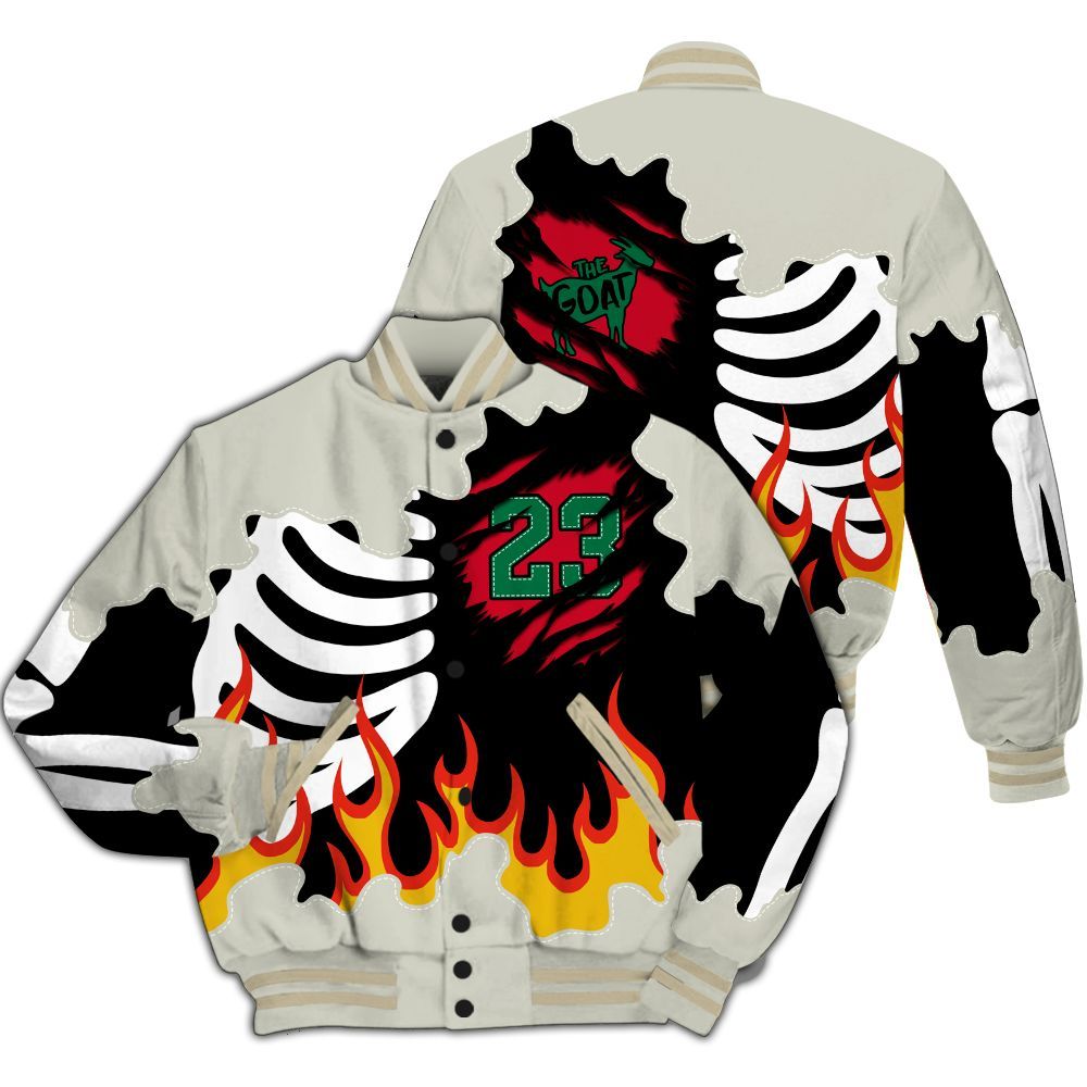 Varsity Jacket To Match El Grito 5s - Burning Skeleton 23 G.O.A.T All Over Print
