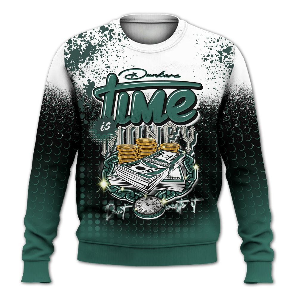 Sweatshirt To Match RM Oxidized Green 4s - Halftone Time Is Money All Over Print
