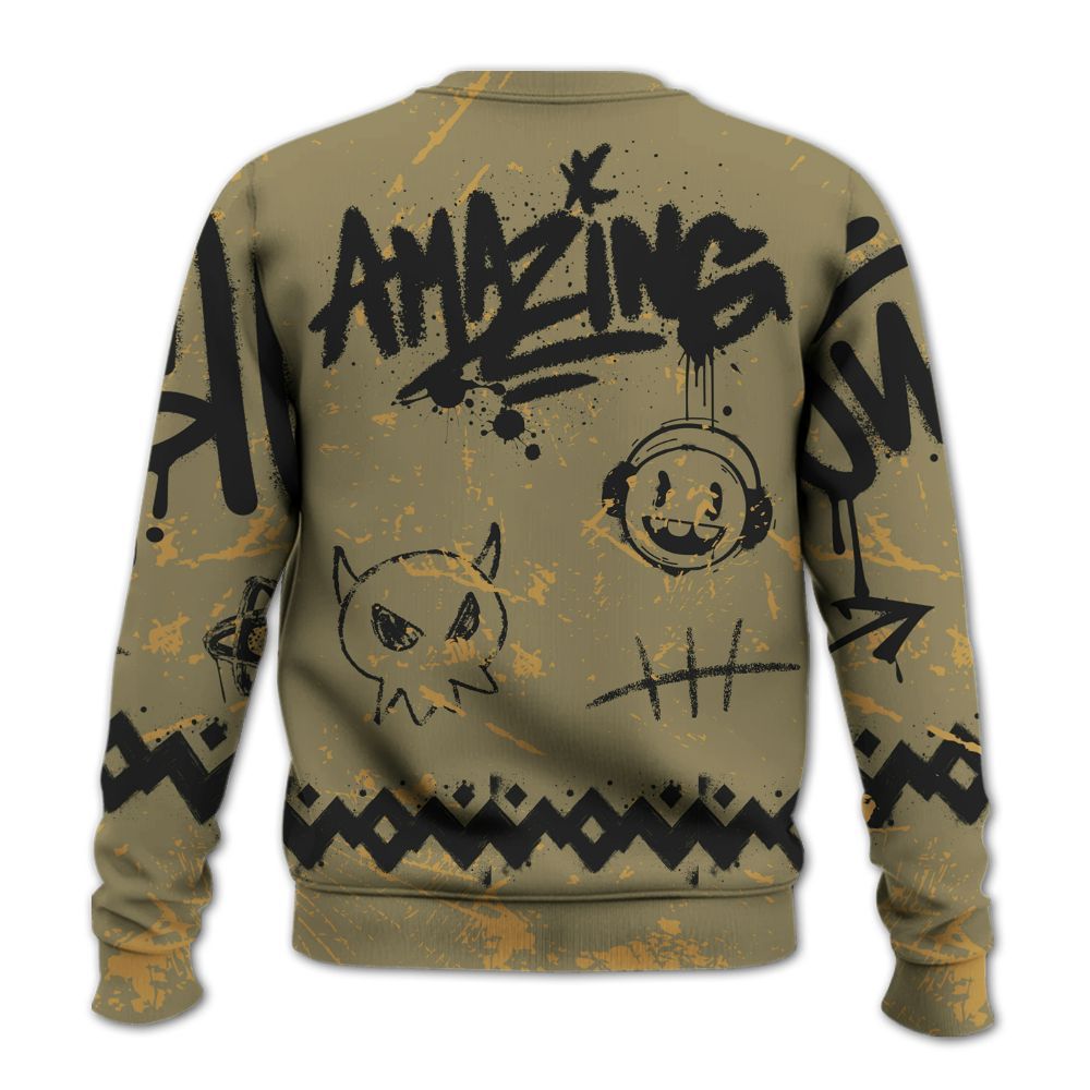 Sweatshirt To Match Black Olive 7s - Friday Sneaker Crayon All Over Print