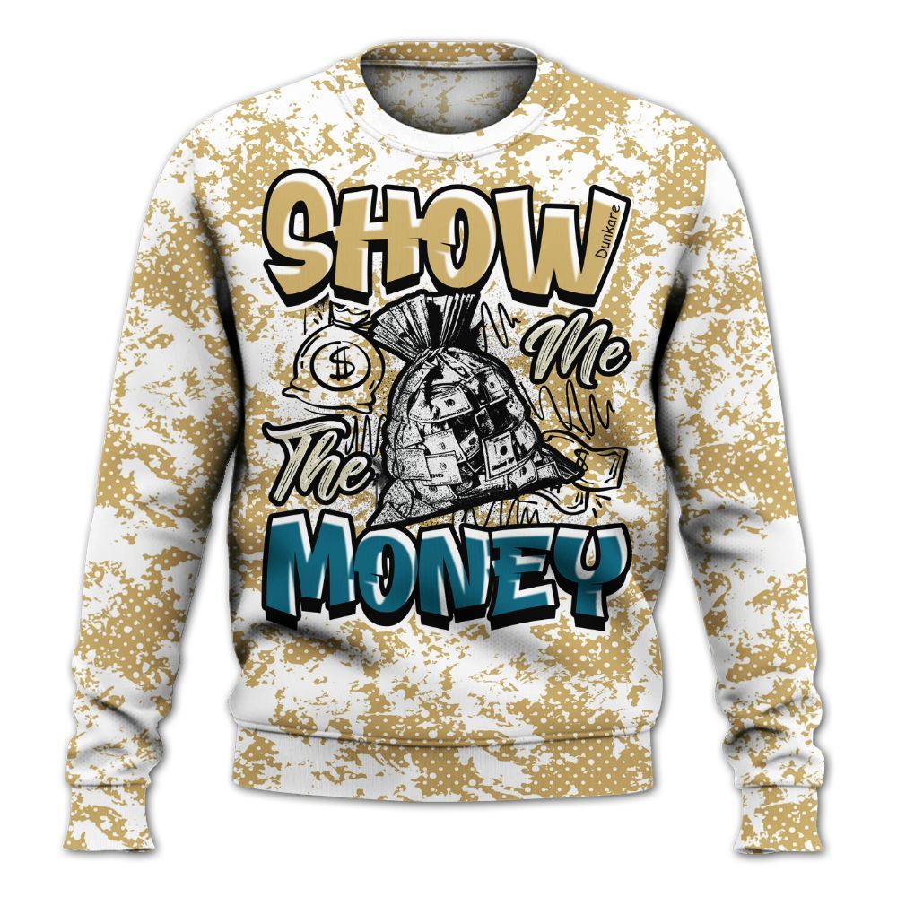 Sweatshirt To Match Retro Cacao Wow 4s - Show Me The Money Retro All Over Print