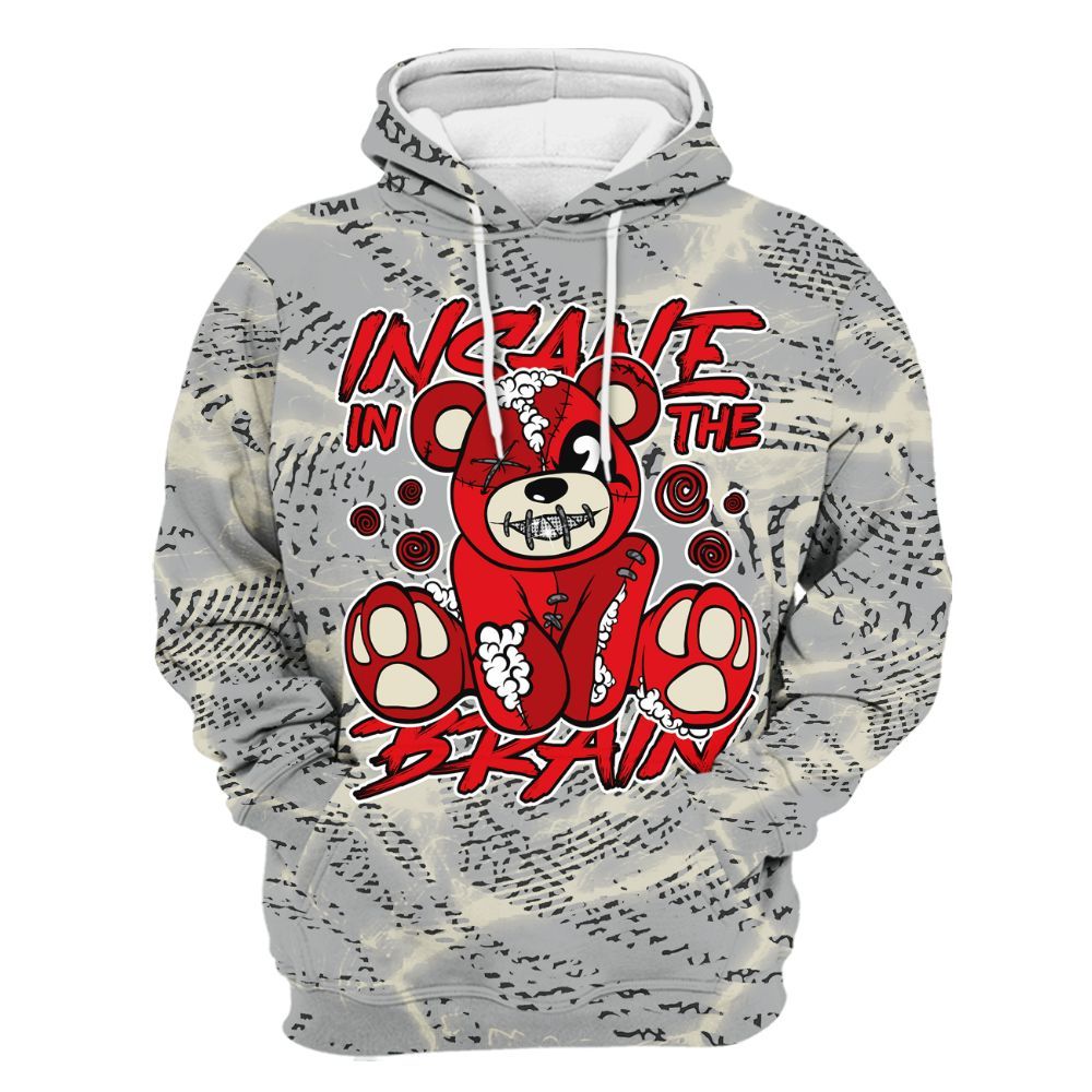 Hoodie To Match Cement Grey 3s - Insanes Bear Fume All Over Print