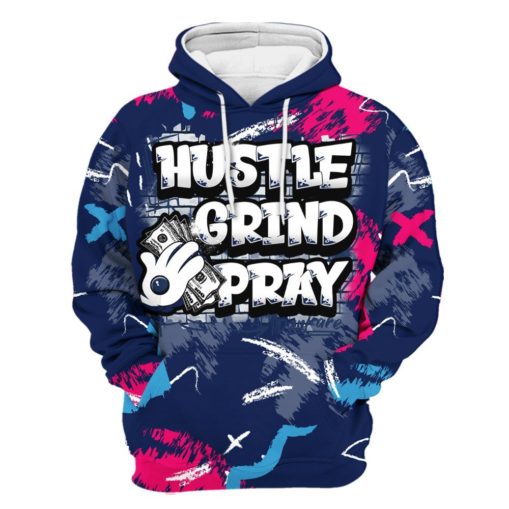 Hoodie To Match Air Max 180 University Blue - Hustle Grind Pray Retro All Over Print