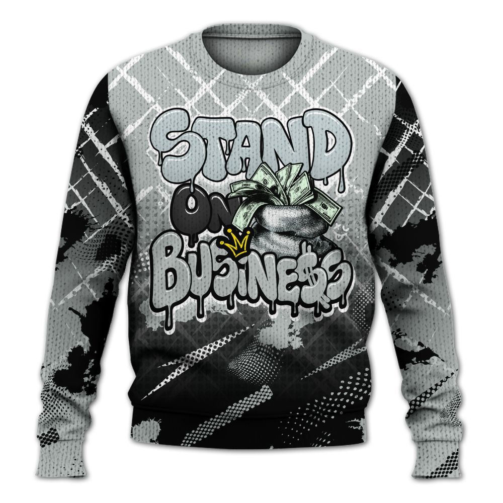 Knitted Sweater To Match Black Wolf Grey 12s - Halftone Stand Business Dripping