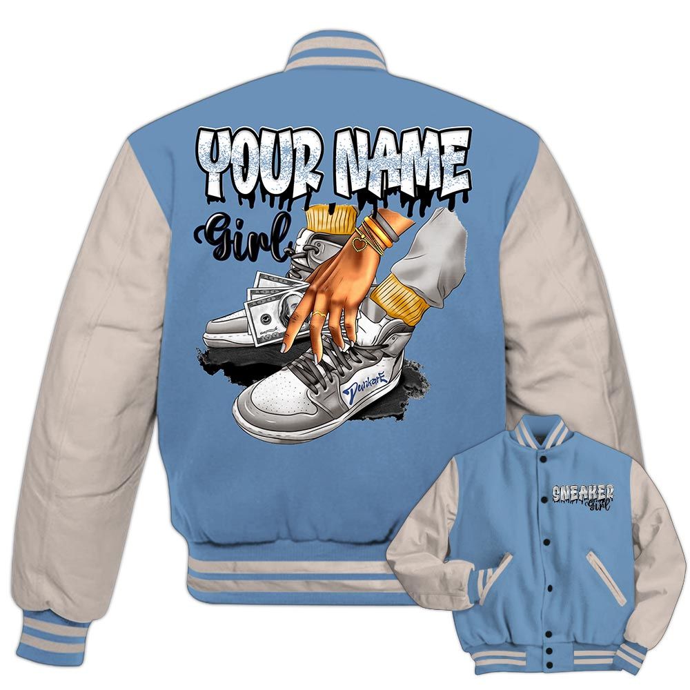 Varsity Jacket To Match High OG First In Flight 1s - Custom Name Sneaker Girl Money Varsity Jacket Outfit 1505 NCT