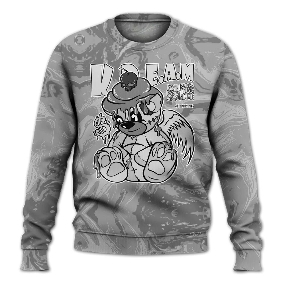 Sweatshirt To Match Black Wolf Grey 12s - Loot Bear Liquid All Over Print