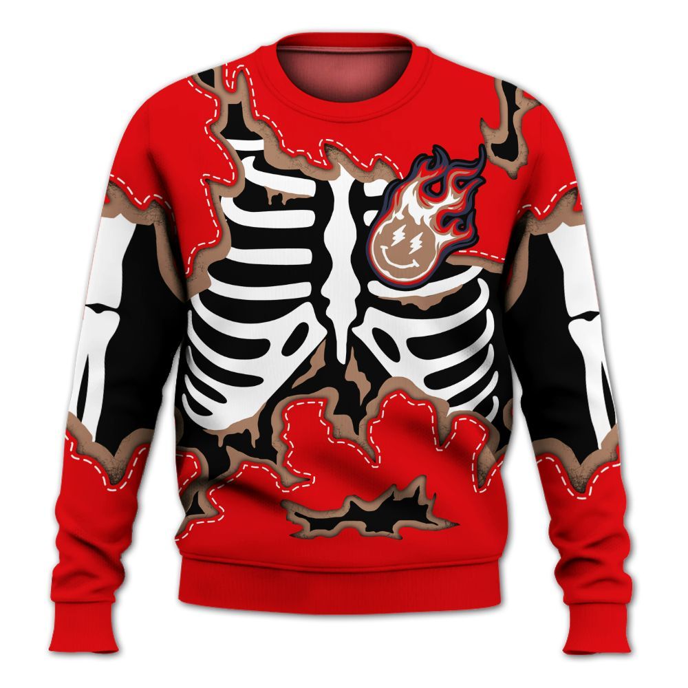 Sweatshirt To Match Low OG Howard University 1s - Skeleton Smiley Face All Over Print