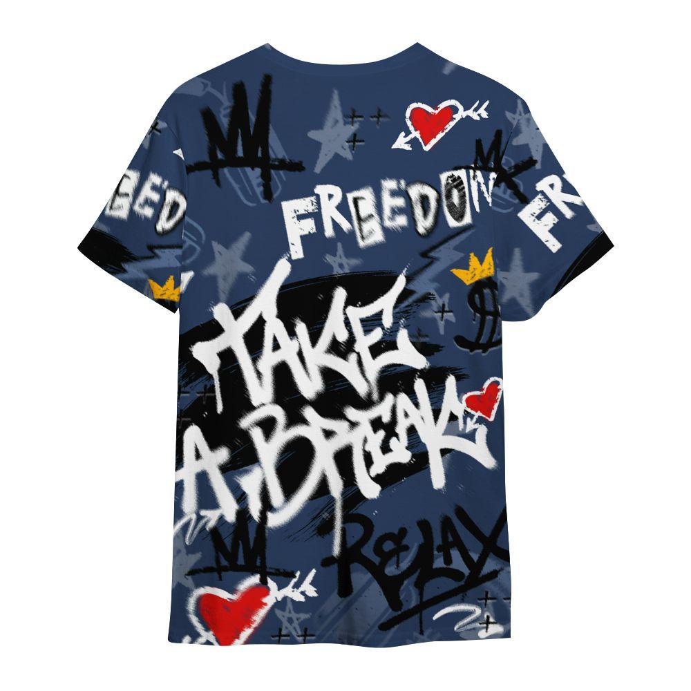 Shirt To Match Low 85 Metallic Blue 1s - Take Break Freedom Graffiti Streetwear All Over Print
